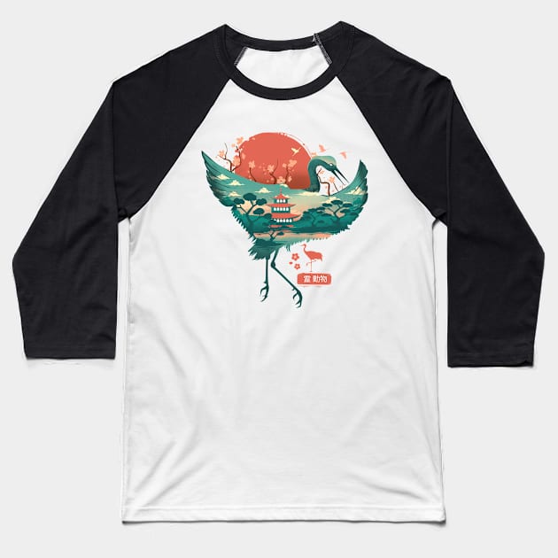 Spirit Animal Crane Baseball T-Shirt by DANDINGEROZZ